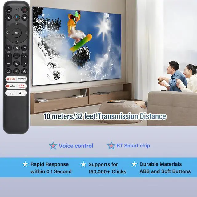 Alt view image 5 of 6 - RC813 Voice Remote Control, for TCL Google TV Remote Control, Comes with 6 Shortcut Keys. Compatible with TCL 4k QLED/UHD/QD-Mini Series Smart TVS