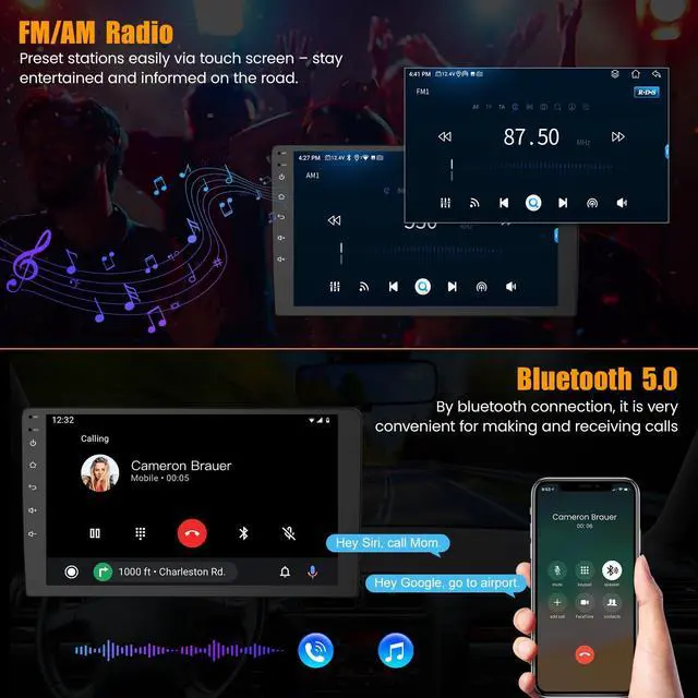 Alt view image 5 of 7 - 8 Core 6GB+128GB Car Radio for Honda CRV 2012-2016,10.2 Inch QLED Touch Screen Car Stereo with Carplay&Android Auto,WiFi,GPS Navigation,Bluetooth5.0,FM&AM Radio