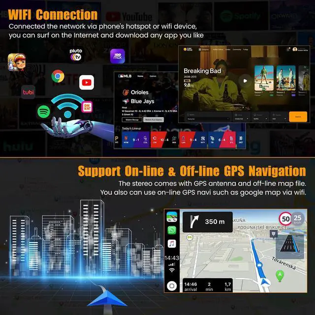 Alt view image 7 of 7 - 8 Core 6GB+128GB Car Radio for Honda CRV 2012-2016,10.2 Inch QLED Touch Screen Car Stereo with Carplay&Android Auto,WiFi,GPS Navigation,Bluetooth5.0,FM&AM Radio