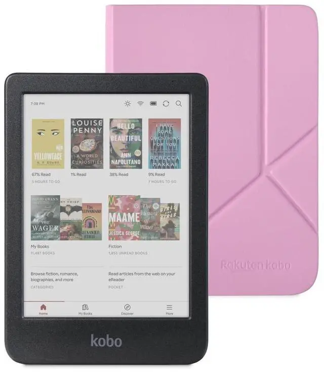 Main image of Clara Colour Black eReader & Candy Pink SleepCover Bundle | 6 Glare-Free Colour E Ink Kaleido 3 Display | Dark Mode Option | Waterproof | Built-in-2-Way Stand Cover