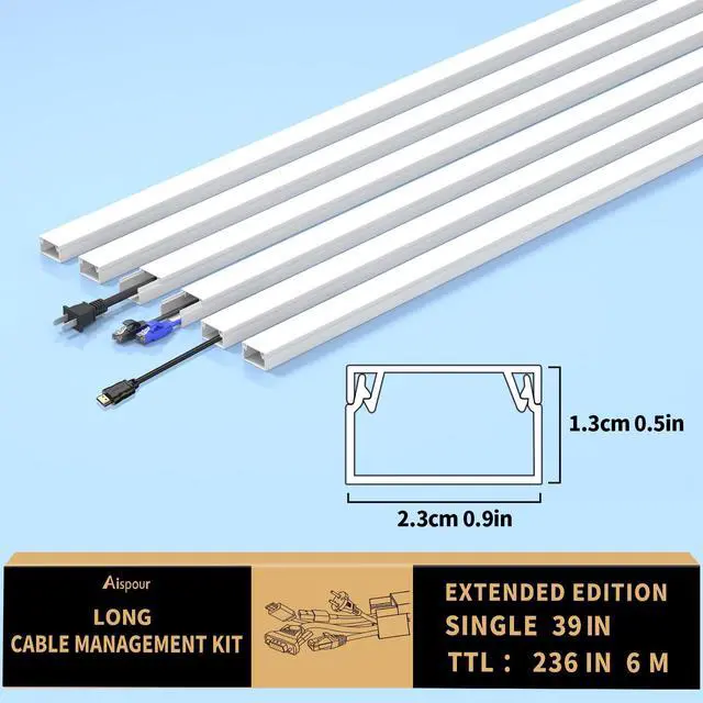 Alt view image 3 of 6 - Extra-Long Paintable Cord Cover Hider for Wall TV - 6X 39.4in TTL 236in
