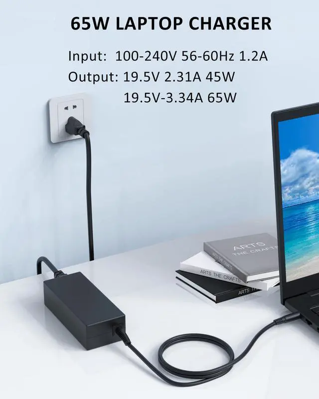 Alt view image 3 of 7 - 65W 4.5mm AC Adapter Compatible with Dell 15 DC15250 DC15255 | for 16 DC16250 DC16251 DC16255 DC16256, for 14 DC14250 DC14255, Laptop Charger, Computer Power Cord