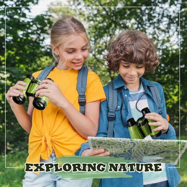 Alt view image 6 of 6 - 24 Pcs Binoculars Bulk Educational Compact Binoculars with Neck String Telescope for Learning Bird Watching Camping Hiking Travel Safaris Birthday Gifts(Green)