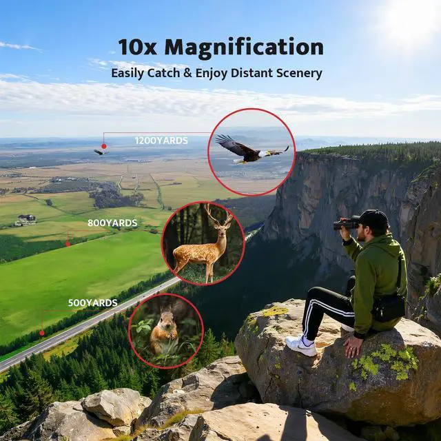 Alt view image 2 of 5 - Monocular Telescope, 10x42 Monoculars for Adults | Compact Portable Waterproof Monocular with Hand Strap, Lightweight Handheld Pocket Telescope for Bird Watching