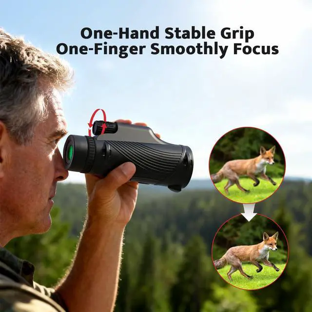 Alt view image 5 of 5 - Monocular Telescope, 10x42 Monoculars for Adults | Compact Portable Waterproof Monocular with Hand Strap, Lightweight Handheld Pocket Telescope for Bird Watching