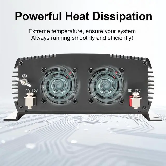 Alt view image 5 of 7 - 2000 Watt car Power Inverter 12V to 110V/120V Inverter for car Truck semi Truck Vehicles Camping with 1 USB Ports and 2 AC Outlet Power Converter with LCD Display 2000W Inverter
