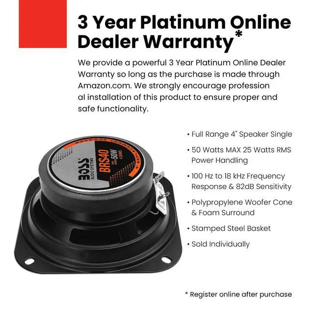 Alt view image 2 of 5 - BRS40 4 Inch Replacement Car Door Speaker, 50 Watts