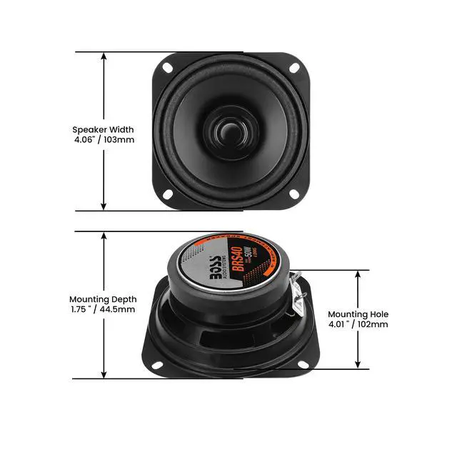Alt view image 5 of 5 - BRS40 4 Inch Replacement Car Door Speaker, 50 Watts
