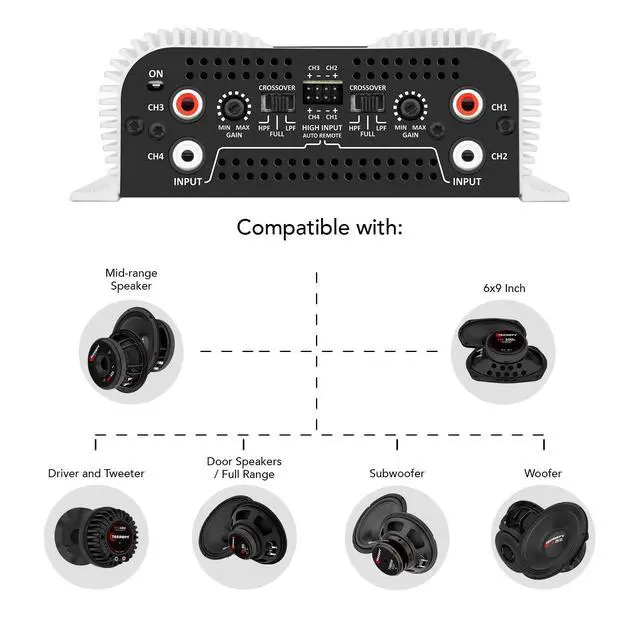 Alt view image 7 of 7 - Taramps DS 440x4 2 Ohms Multichannel Amplifier 440 Watts Rms 110x4 Watts Full Range Crossover Fixed Rca/High Level Input 4 Channels Car Audio, Class D