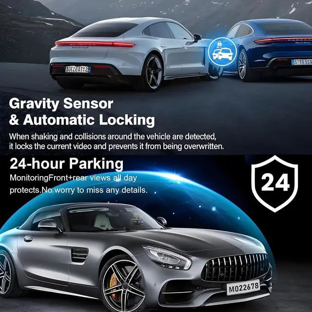 Alt view image 3 of 7 - 3 Channel 4K WiFi Dash Cam, 4K+1080P+1080P Front Inside and Rear, Triple Dash Camera with 32GB Card, APP Control, G-Sensor, 24 Hours Parking Mode, Loop Recording, Night Vision