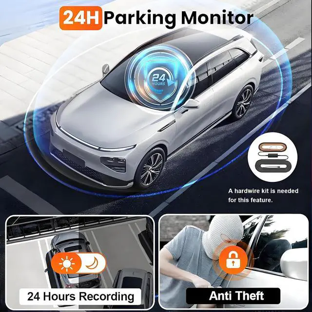 Alt view image 6 of 7 - 3 Channel 4K WiFi Dash Cam, 4K+1080P+1080P Front Inside and Rear, Triple Dash Camera with 32GB Card, APP Control, G-Sensor, 24 Hours Parking Mode, Loop Recording, Night Vision