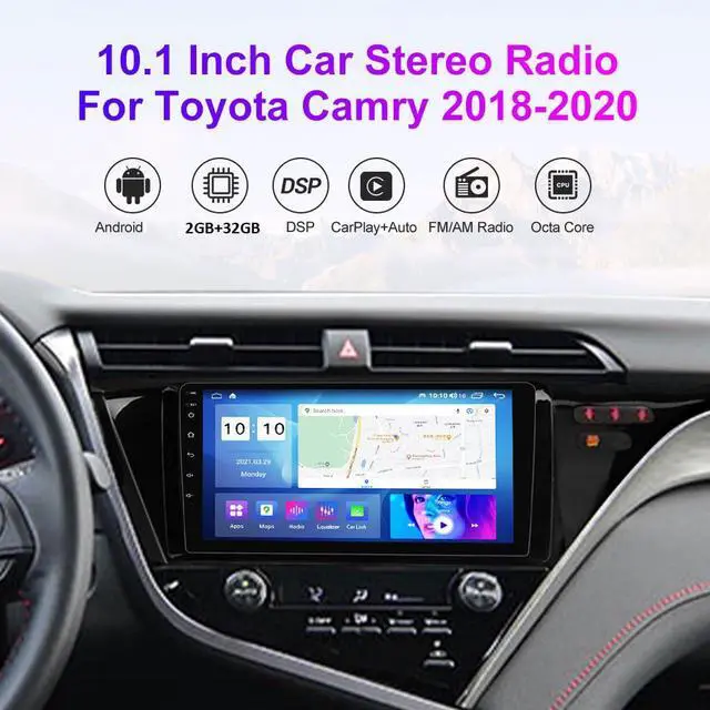 Alt view image 3 of 7 - Android Car Radio Stereo for Toyota Camry 2018 2019 2020, 10.1 inch Octa Core GPS Navi Wireless Wired Car-Play Android Auto Head Unit IPS FM AM RDS DSP, 2GB RAM 32GB ROM