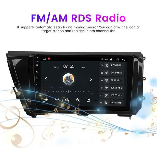 Alt view image 5 of 7 - Android Car Radio Stereo for Toyota Camry 2018 2019 2020, 10.1 inch Octa Core GPS Navi Wireless Wired Car-Play Android Auto Head Unit IPS FM AM RDS DSP, 2GB RAM 32GB ROM