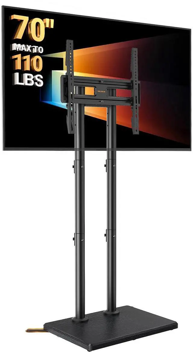 Main image of Universal Floor TV Stand for 3270" TVs up to 110 lbs, Height-Adjustable Tall TV Stand with Solid Wood Base & Extra-Stable Anti-Tip Feet, Swivel TV Mount for Bedroom, VESA 400x400, PGFLS34B