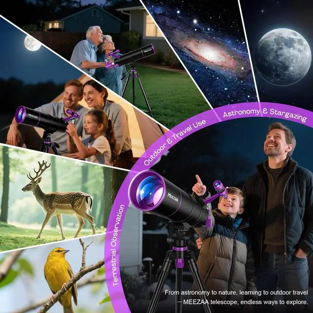 Alt view image 7 of 7 - Telescope for Adults High Powered, 90mm Aperture 550mm Refractor | Portable Telescopes for Kids Astronomy Beginners, with Tripod, Phone Adapter, Carry Bag & Moon Filter, Travel and Stargazing