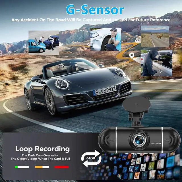 Alt view image 5 of 7 - 4 Channel Dash Cam Front and Rear Left Right, 360° View 1080P Car Security Dash Camera, Super Night Vision, G-Sensor,170° Wide Angle, Loop Recording, 24H Parking Monitor,WiFi&APP Control, 64GB SD Card