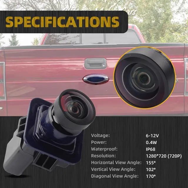 Alt view image 3 of 7 - Backup Camera Compatible with Ford F150 2010-2014 | for Mustang 2015-2020 Lincoln MKC 2015-2019 Park Assist Rear View Camera Replaces# EL3Z-19G490-D BL3Z-19G490-B