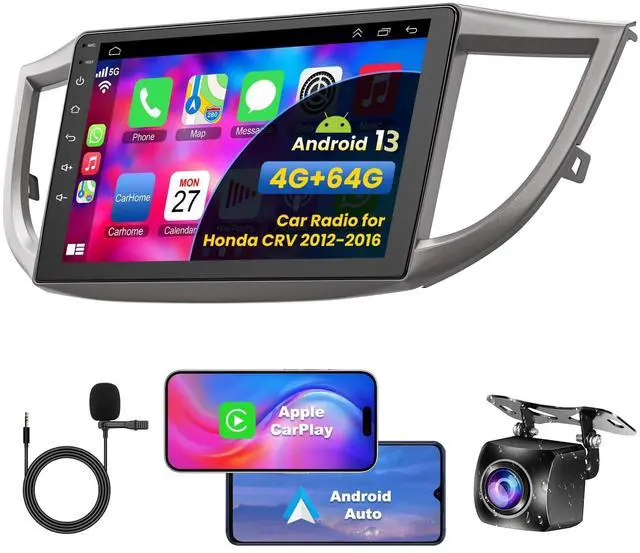 Main image of (8Core + 64GB) 10 Inch QLED Touch Screen Car Radio for Honda CRV 2012 2013 2014 2015 2016 with Carplay and Android Auto,Android 13 CRV Stereo Support Bluetooth,WiFi,GPS,FM Radio,BT & SWC