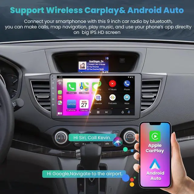 Alt view image 3 of 7 - (8Core + 64GB) 10 Inch QLED Touch Screen Car Radio for Honda CRV 2012 2013 2014 2015 2016 with Carplay and Android Auto,Android 13 CRV Stereo Support Bluetooth,WiFi,GPS,FM Radio,BT & SWC