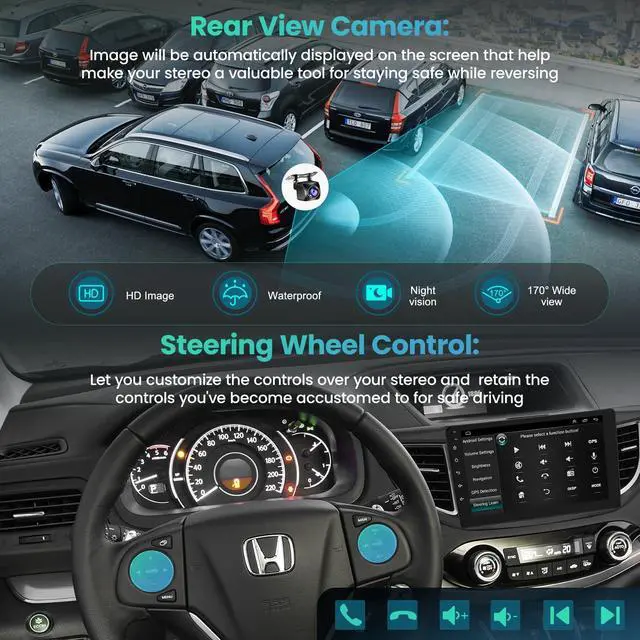 Alt view image 6 of 7 - (8Core + 64GB) 10 Inch QLED Touch Screen Car Radio for Honda CRV 2012 2013 2014 2015 2016 with Carplay and Android Auto,Android 13 CRV Stereo Support Bluetooth,WiFi,GPS,FM Radio,BT & SWC