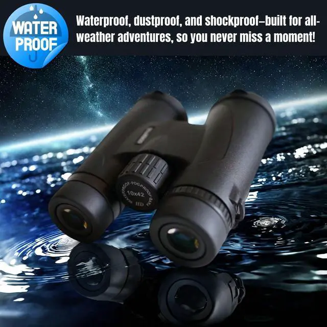Alt view image 4 of 7 - 10x42 HD Binoculars for Adults High-Powered Waterproof Binoculars with Clear Wide View, Lightweight for Bird Watching, Hunting, Hiking & Sports, with Carrying Bag