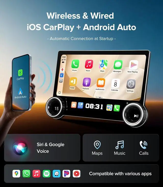 Alt view image 4 of 7 - 11.5in Car Stereo for Chevy Silverado GMC Sierra 14-18 CarPlay | Supports Bose System, 4G+64GB ROM for Offline Maps, Dual Knobs for Work Gloves, QLED Sunlight Screen, Plug & Play