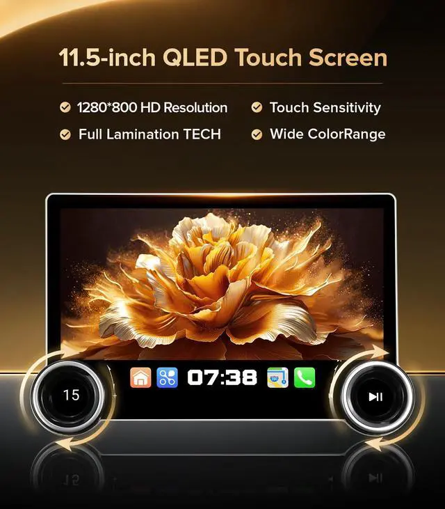 Alt view image 5 of 7 - 11.5in Car Stereo for Chevy Silverado GMC Sierra 14-18 CarPlay | Supports Bose System, 4G+64GB ROM for Offline Maps, Dual Knobs for Work Gloves, QLED Sunlight Screen, Plug & Play