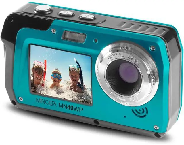 Main image of MN40WP 48MP Waterproof Dual Screen Digital Camera (Blue) | Waterproof design captures photos and HD video at the beach, pool and on outdoor adventures