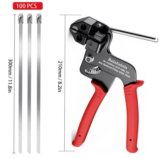 Alt view image 2 of 7 - 105PCS Heavy Duty 304 Stainless Steel Cable Tie Gun Kit | 100pcs 11.8inch Metal Zip Ties, Self-Locking, UV & Corrosion Resistant, for Fence, Exhaust Wrap, Chicken Coop, Farm Use