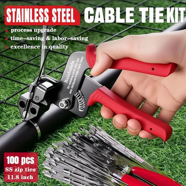 Alt view image 3 of 7 - 105PCS Heavy Duty 304 Stainless Steel Cable Tie Gun Kit | 100pcs 11.8inch Metal Zip Ties, Self-Locking, UV & Corrosion Resistant, for Fence, Exhaust Wrap, Chicken Coop, Farm Use