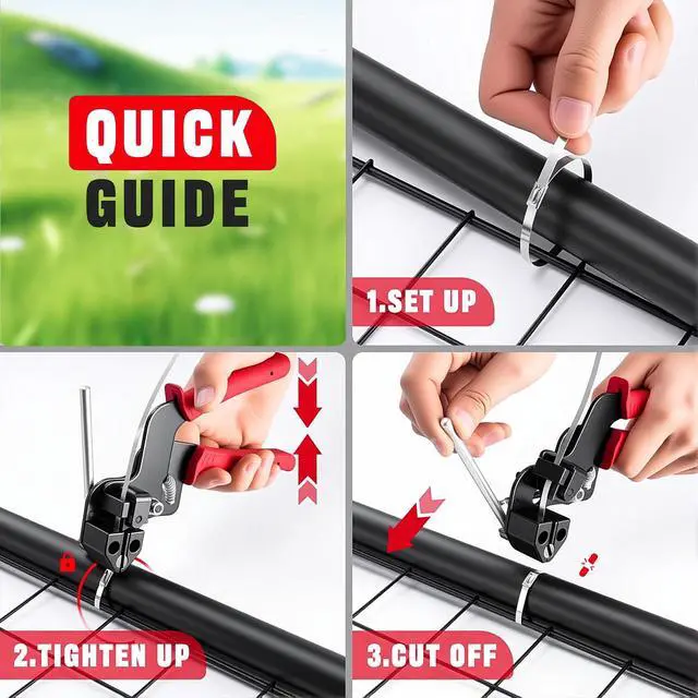 Alt view image 6 of 7 - 105PCS Heavy Duty 304 Stainless Steel Cable Tie Gun Kit | 100pcs 11.8inch Metal Zip Ties, Self-Locking, UV & Corrosion Resistant, for Fence, Exhaust Wrap, Chicken Coop, Farm Use