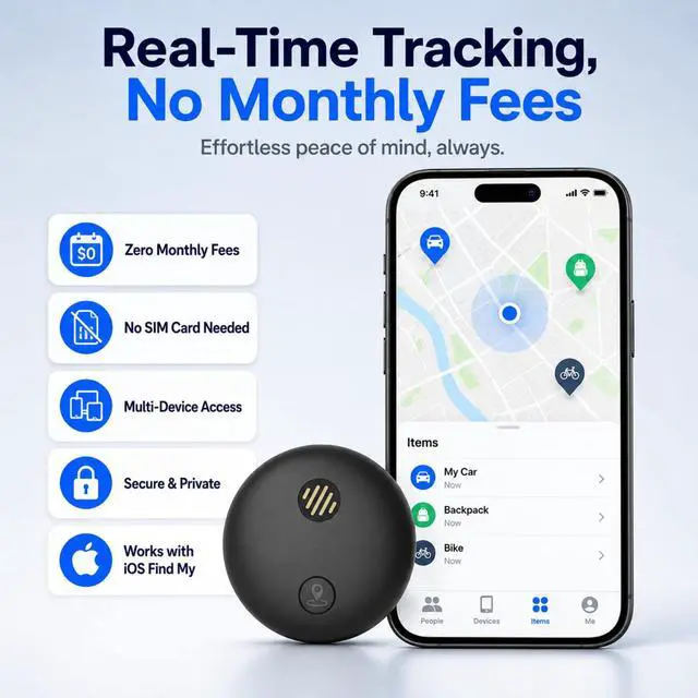Alt view image 2 of 7 - Yinnovy Tracker Device for Vehicles, Real-Time Tracking, No Monthly Fee | GPS Tracker for Vehicles, No SIM Card Needed, Works with iOS Find My, IP68 Waterproof, Magnetic GPS Locator