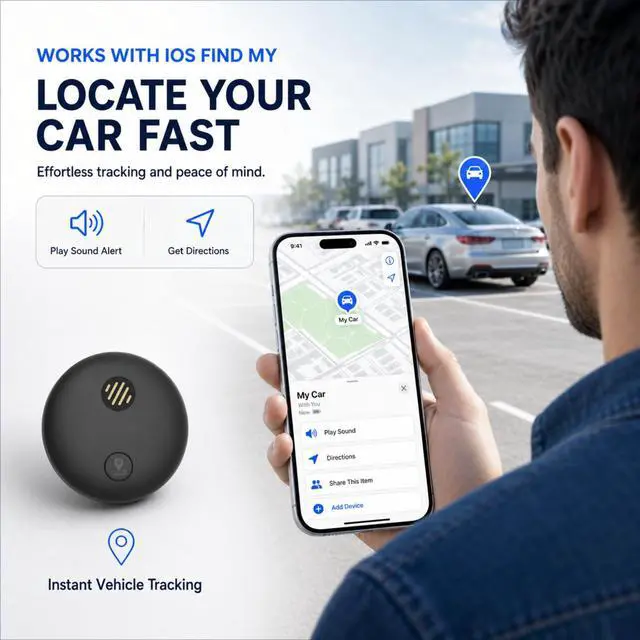 Alt view image 6 of 7 - Yinnovy Tracker Device for Vehicles, Real-Time Tracking, No Monthly Fee | GPS Tracker for Vehicles, No SIM Card Needed, Works with iOS Find My, IP68 Waterproof, Magnetic GPS Locator
