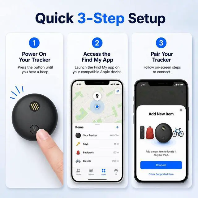 Alt view image 7 of 7 - Yinnovy Tracker Device for Vehicles, Real-Time Tracking, No Monthly Fee | GPS Tracker for Vehicles, No SIM Card Needed, Works with iOS Find My, IP68 Waterproof, Magnetic GPS Locator