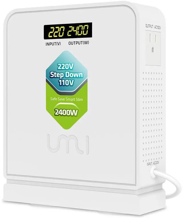 Main image of 2400W Step Down 220v to 110v Voltage Converter US to Europe Converter | Electric Transformer 240v to 120v Voltage,Canada Japan Equipment Use in Asia Spain,Heavy Duty,2 Output 100V 110,Safe,White