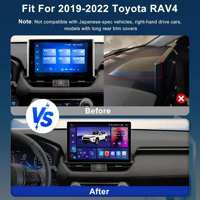 Alt view image 2 of 7 - 11.5 Inch 8 Core 4GB+64GB Car Radio Stereo for Toyota RAV4 2019-2022, 2K Touchscreen Android 13 Head Unit with Wireless CarPlay & Android Auto, 1080P Backup Camera, GPS Navigation, SWC, AM/FM Radio