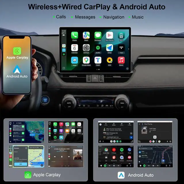 Alt view image 3 of 7 - 11.5 Inch 8 Core 4GB+64GB Car Radio Stereo for Toyota RAV4 2019-2022, 2K Touchscreen Android 13 Head Unit with Wireless CarPlay & Android Auto, 1080P Backup Camera, GPS Navigation, SWC, AM/FM Radio