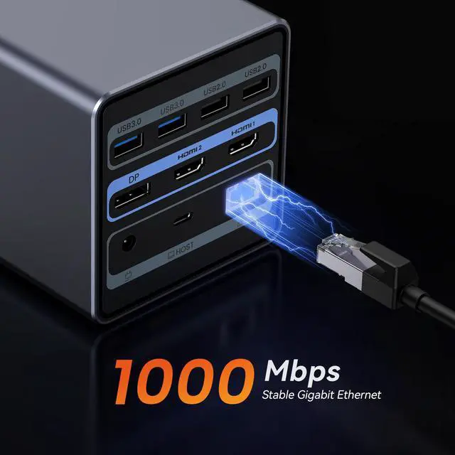 Alt view image 7 of 7 - USB C Docking Station Dual/Triple Monitors with 150W Power Adapter | 2 HDMI, DP, 5 USB, Ethernet, SD/Micro SD 4.0, Fast Data Transfer, Dell/HP/Lenovo, for Stock Traders and Financial Analysts