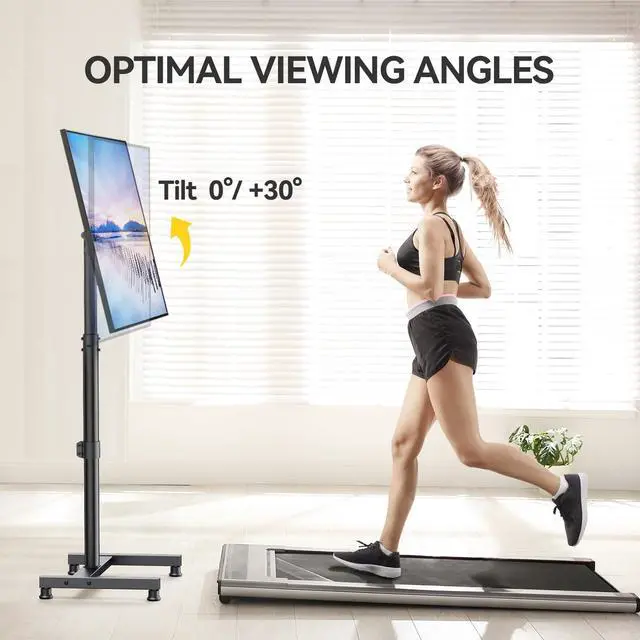 Alt view image 5 of 7 - AM TV Floor Stand for 13-43 inch Flat/Curved TVs up to 44 lbs, 8 Level Height Adjustable Monitor Floor TV Stand with VESA 200x200, Portable TV Mount Stand for Living Room, Bedroom, Office