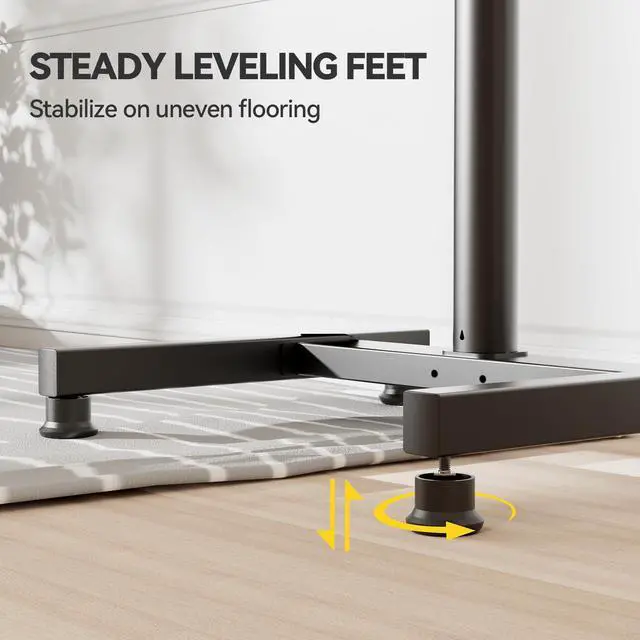 Alt view image 7 of 7 - AM TV Floor Stand for 13-43 inch Flat/Curved TVs up to 44 lbs, 8 Level Height Adjustable Monitor Floor TV Stand with VESA 200x200, Portable TV Mount Stand for Living Room, Bedroom, Office