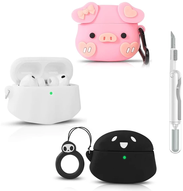 Main image of (3Pack+Cleaning Pen) Case for AirPods Pro 3rd Generation 2025 Silicone Cover Full Protection Cute Cartoon Skin Design with Cleaner Kit Multiple Combinations Case for AirPods Pro 3 (GH+GH+PG)