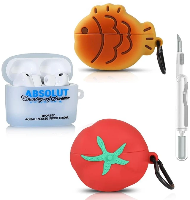 Main image of (3Pack+Cleaning Pen) Case for AirPods Pro 3rd Generation 2025 Silicone Cover Full Protection Cute Cartoon Skin Design with Cleaner Kit Multiple Combinations Case for AirPods Pro 3 (VD+FH+TM)