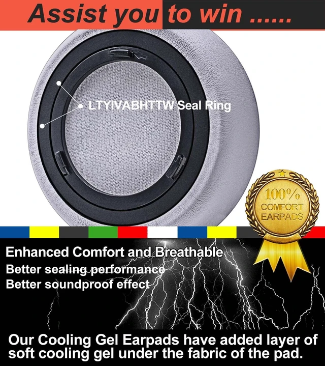 Alt view image 5 of 7 - Virtuoso XT Cooling Gel Earpads - Compatible with Virtuoso RGB Wireless SE Headset, Hybrid Fabric Replacement Earpads (Gray)