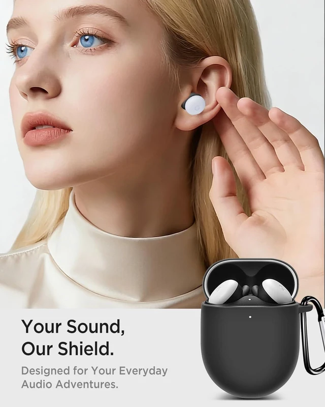 Alt view image 3 of 7 - Case Compatible with Google Pixel Buds Pro 2 2024 / Google Pixel Buds Pro 2022 Case Cover, Soft Silicone Full Protective Case Skin with Anti-Lost Keychain for Girly/Men/Women, Black