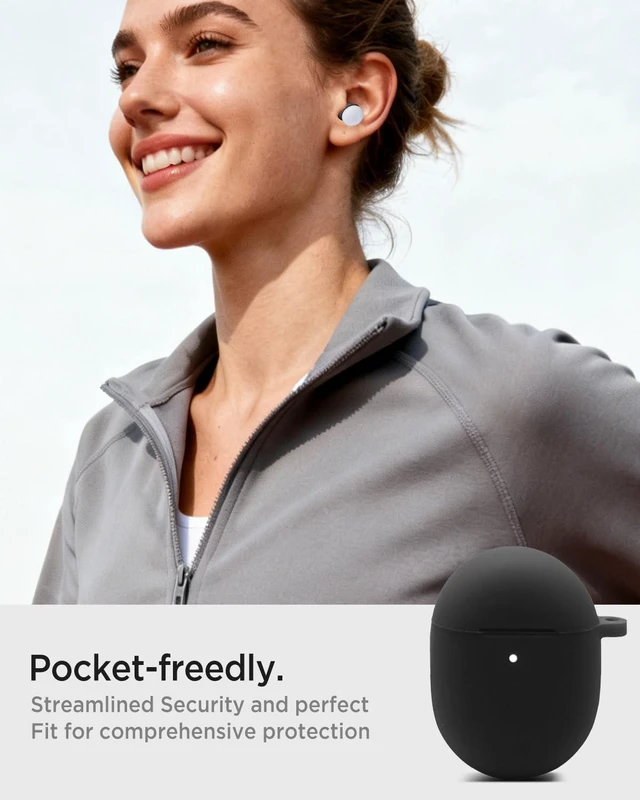 Alt view image 5 of 7 - Case Compatible with Google Pixel Buds Pro 2 2024 / Google Pixel Buds Pro 2022 Case Cover, Soft Silicone Full Protective Case Skin with Anti-Lost Keychain for Girly/Men/Women, Black