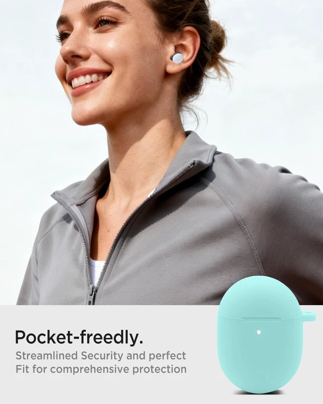Alt view image 5 of 7 - for Google Pixel Buds Pro 2 / Google Pixel Buds Pro Case Cover with Carabiner, Soft Silicone Shockproof Protective Front LED Visible Case Skin for Girly/Men/Women, Mint Green