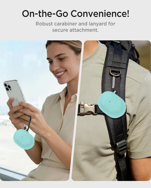 Alt view image 7 of 7 - for Google Pixel Buds Pro 2 / Google Pixel Buds Pro Case Cover with Carabiner, Soft Silicone Shockproof Protective Front LED Visible Case Skin for Girly/Men/Women, Mint Green
