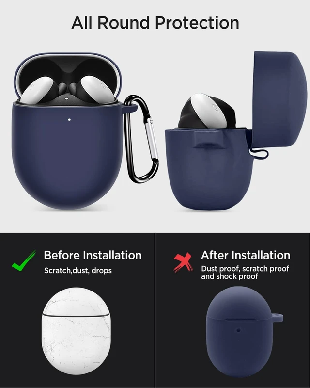 Alt view image 4 of 7 - for Google Pixel Buds Pro 2 2024 Case Cover with Keychain, Front LED Visible Case for Google Pixel Buds Pro 2022, Soft Silicone Full Protective Skin for Girly/Men/Women, Midnight Blue