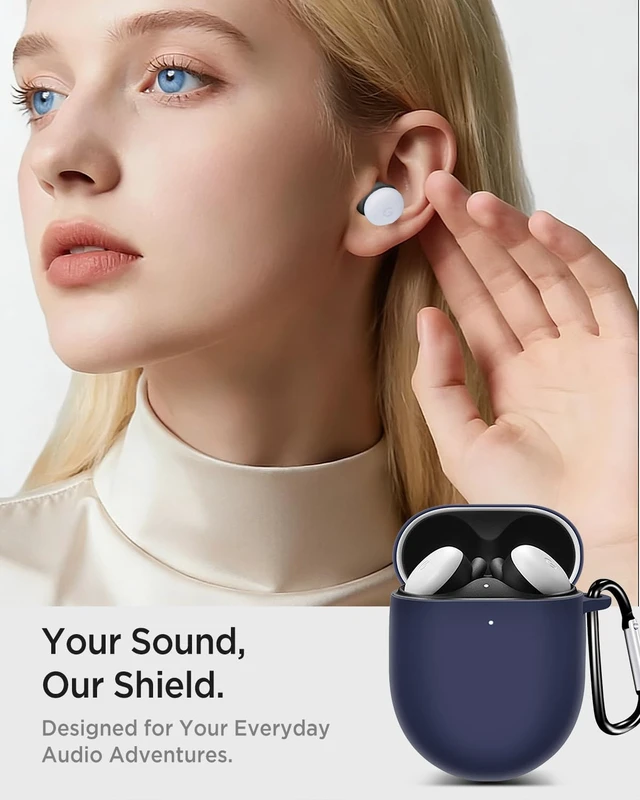 Alt view image 3 of 7 - for Google Pixel Buds Pro 2 2024 Case Cover with Keychain, Front LED Visible Case for Google Pixel Buds Pro 2022, Soft Silicone Full Protective Skin for Girly/Men/Women, Midnight Blue