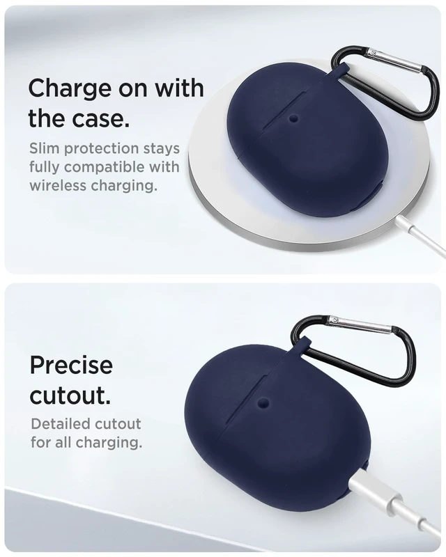 Alt view image 6 of 7 - for Google Pixel Buds Pro 2 2024 Case Cover with Keychain, Front LED Visible Case for Google Pixel Buds Pro 2022, Soft Silicone Full Protective Skin for Girly/Men/Women, Midnight Blue